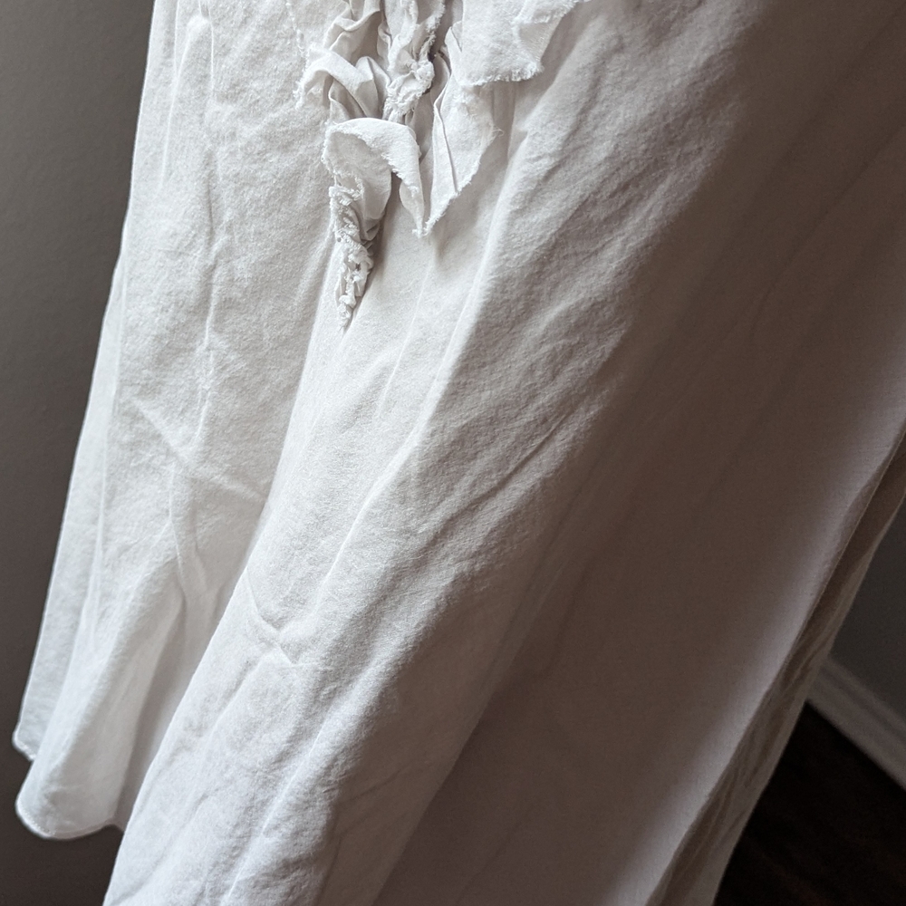 Banana Republic XL Cream Beige Ruffle Blouse Sleeveless 100% Cotton Romantic Top - Picture 8 of 11